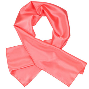 Women's coral solid scarf, crossed over itself