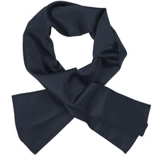Load image into Gallery viewer, Women&#39;s dark navy blue scarf, crossed over itself