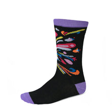 Load image into Gallery viewer, Women&#39;s purple and black socks 