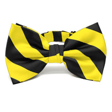Load image into Gallery viewer, Yellow and Black Striped Bow Tie
