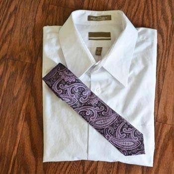 purple dress shirt tie Hisdern Wrinkle-resistant Purple Dress Shirt and Paisley Tie