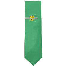 Load image into Gallery viewer, A yellow alien tie bar on an emerald green necktie