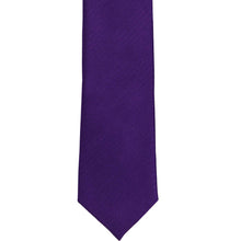 Load image into Gallery viewer, The front of an amethyst purple slim herringbone tie, laid out flat