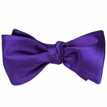 Load image into Gallery viewer, dark-purple-self-tie-bow-tie-tied