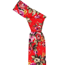 Load image into Gallery viewer, Red floral tie knot
