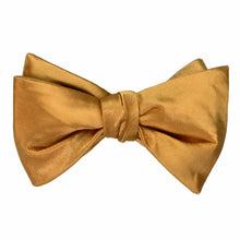 Load image into Gallery viewer, Solid color antique gold self-tie bow tie, tied