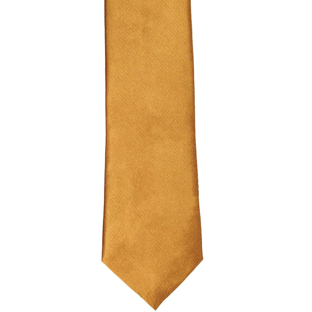Antique Gold Slim Solid Color Necktie, 2.5