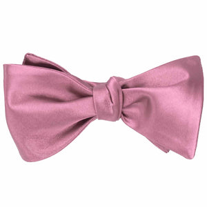 Antique pink self-tie bow tie, tied