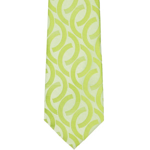 The front of an apple green large link pattern tie