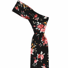 Load image into Gallery viewer, A black and coral floral tie knot