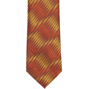 The front of an autumn orange snakeskin pattern tie