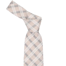 Load image into Gallery viewer, Knot on a beige plaid silk tie
