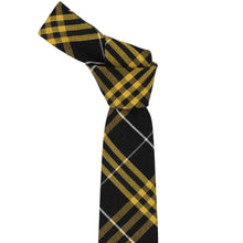 Load image into Gallery viewer, Black and gold plaid tie knot