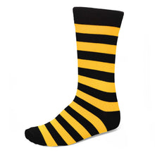 Load image into Gallery viewer, Black and golden yellow striped sock