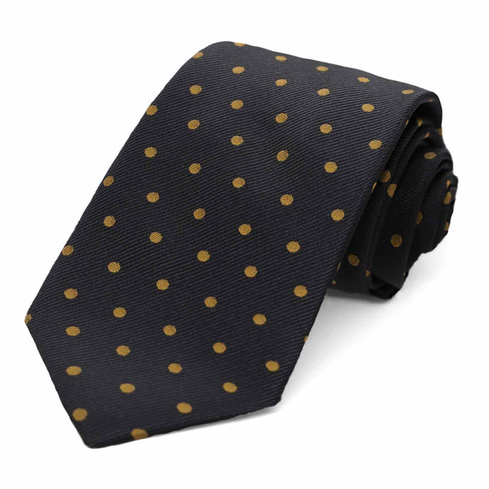 Black and old gold polka dot necktie