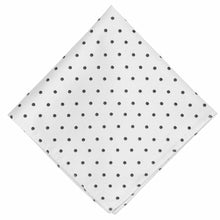 Load image into Gallery viewer, A white pocket square with black polka dots