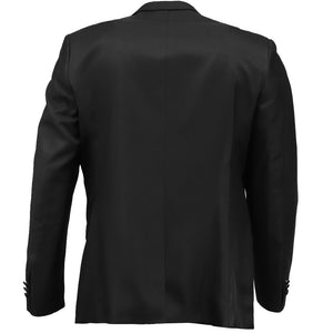The back of a black formal dinner jacket