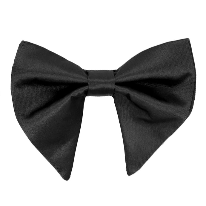 A black oversized teardrop style bow tie