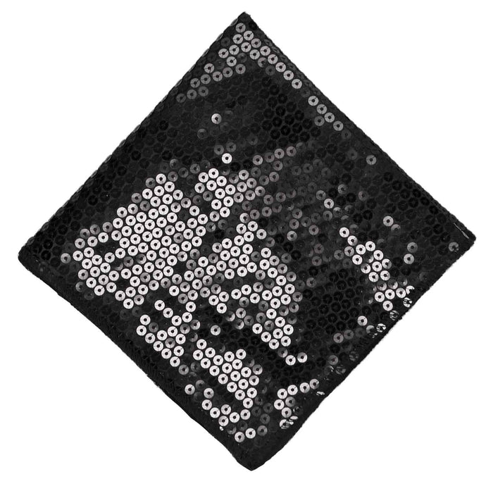 A black pocket square with sequins all over
