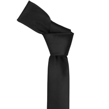 Load image into Gallery viewer, Knot on a black skinny staff tie