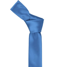 Load image into Gallery viewer, Knot on a skinny blue necktie