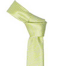 Load image into Gallery viewer, Knot on a boys&#39; apple green chevron striped tie
