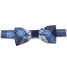 Load image into Gallery viewer, Boys' blue plaid bow tie on a white background