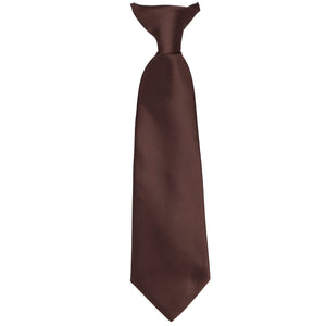 Boys' Brown Solid Color Clip-On Tie