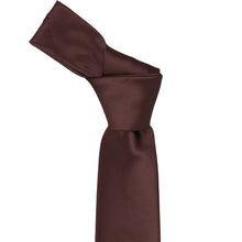 Load image into Gallery viewer, Knot on a boys' brown necktie