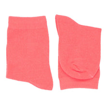 Load image into Gallery viewer, A pair of boys coral solid dress socks, folded over