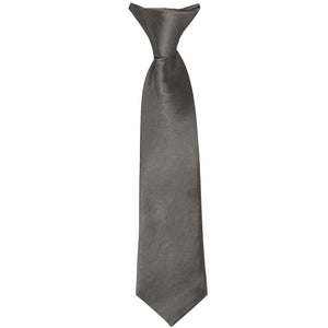Boys' Graphite Gray Solid Color Clip-On Tie