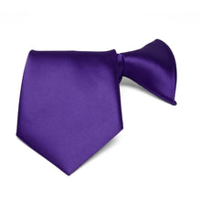 Load image into Gallery viewer, A boys sized dark purple clip-on tie