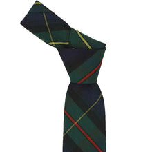 Load image into Gallery viewer, Knot on a boys' hunter green and navy plaid necktie