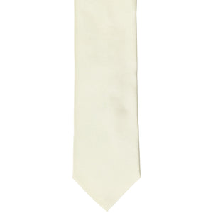 The front of a boys' solid white ivory tie
