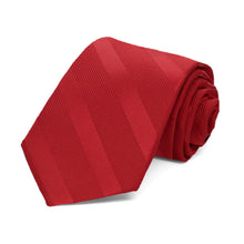Load image into Gallery viewer, Boys&#39; size red tone-on-tone striped tie, rolled