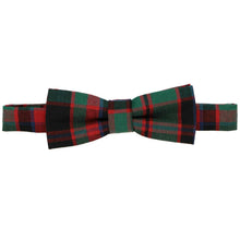 Load image into Gallery viewer, Boys' red and green Christmas plaid bow tie, with the band collar fla