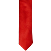 Load image into Gallery viewer, Front of a boys&#39; red skinny tie