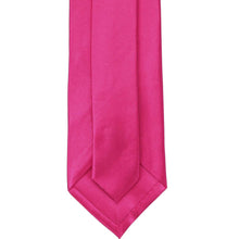 Load image into Gallery viewer, Back of a bright fuchsia satin tie