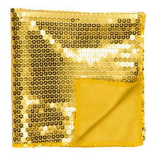 Load image into Gallery viewer, Gold sequin fabric with a yellow-gold  backing