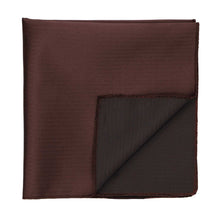 Load image into Gallery viewer, A folded brown pocket square with a subtle herringbone pattern, shown on a plain white background.