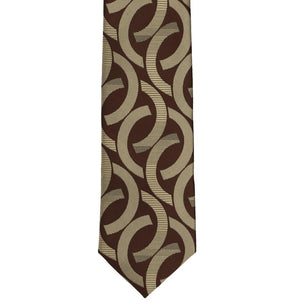 Brown large link pattern tie, laid out flat