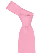 Load image into Gallery viewer, Knot on a bubblegum pink herringbone necktie