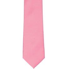 Load image into Gallery viewer, The front of a bubblegum pink slim tie, laid out flat