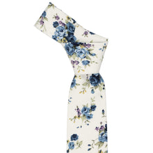 Load image into Gallery viewer, Dusty blue and white floral tie knot