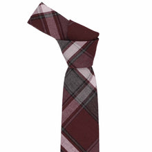 Load image into Gallery viewer, A burgundy and gray plaid tie knot