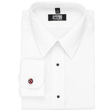 Load image into Gallery viewer, Burgundy and pink houndstooth fabric cufflinks on a white dress shirt.