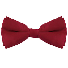 Load image into Gallery viewer, A pre-tied burgundy silk bow tie