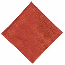 Load image into Gallery viewer, A burnt orange pocket square with crosshatch pattern, shown rotated at an angle on a plain white background.