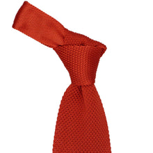 Load image into Gallery viewer, Knotted collar on a burnt orange knit tie