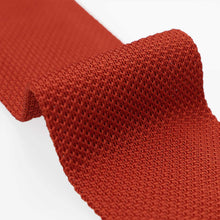 Load image into Gallery viewer, Close-up of a burnt orange knitted tie on a white background